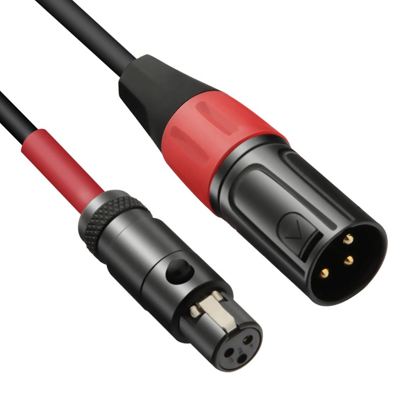 JOMLEY 3 Pin Mini XLR Female (TA3F) to Regular XLR Male Pro Lapel Microphone Cable - 3.3ft - Image 1